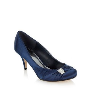 Debut Navy diamante bow mid heeled court shoes