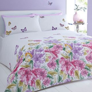 White Butterfly floral border bedding set