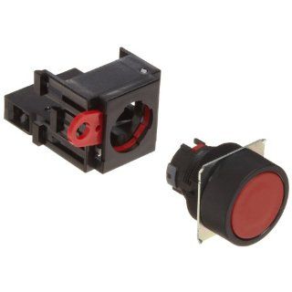 Omron A22 FR 10A Flat Type Pushbutton and Switch, Screw Terminal, IP65 Oil Resistant, Non Lighted, Alternate Operation, Round, Red, Single Pole Single Throw Normally Open Contacts Electronic Component Pushbutton Switches