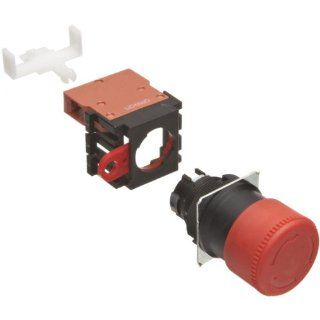 Omron A22E S 01 Emergency Stop Operation Unit and Switch, Screw Terminal, IP65 Oil Resistant, Non Lighted, Push Lock Turn Reset Operation, Red, 30mm Diameter, Single Pole Single Throw Normally Closed Contacts Electronic Component Pushbutton Switches Indu