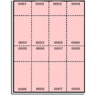 400 Label Outfitters® Pink Pre Numbered Raffle or Event Tickets   Laser or Inkjet Printable (50 Sheets)  Ticket Rolls 