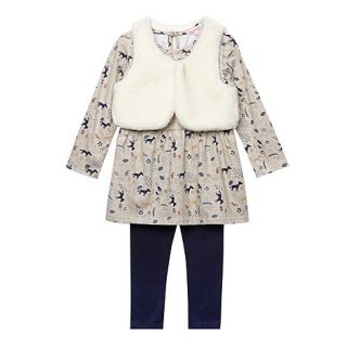 bluezoo Girls cream gilet, tunic and leggings set