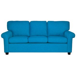 Large teal blue Oban sofa with dark wood feet