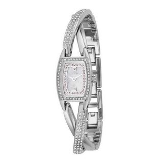 DKNY Ladies diamante silver half bangle bracelet watch