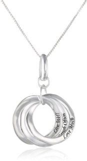 Sterling Silver "Laugh Often Love Much Live Well" Three Circle Pendant Necklace , 18" Jewelry