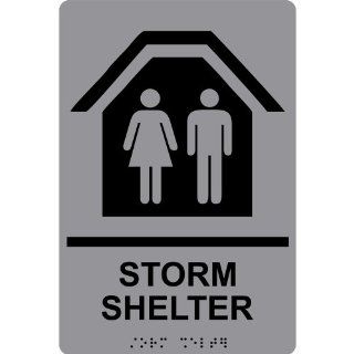 ADA Storm Shelter With Symbol Braille Sign RRE 14835 BLKonGray  Business And Store Signs 