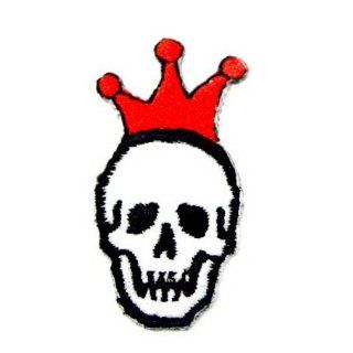 Skull Crown King Funny Red Appliques Hat Cap Polo Backpack Clothing Jacket Shirt DIY Embroidered Iron On / Sew On Patch