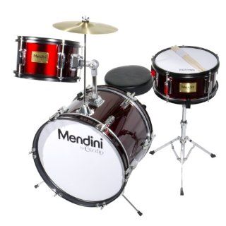 Mendini MJDS 3 BK 16 inch 3 Piece Black Junior Drum Set with Cymbals, Drumsticks and Adjustable Throne Musical Instruments