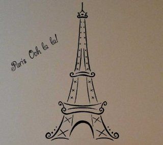(Medium) Eiffel Tower Ooh La La Paris vinyl lettering wall art decals words home decor sayings quote stickers  