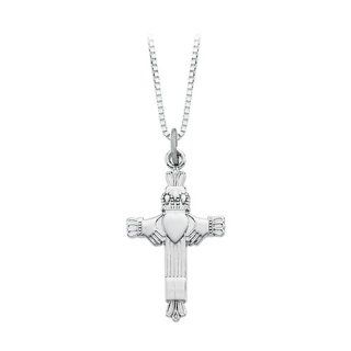 Sterling Silver ''Claddagh'' Cross Pendant with Chain Puresplash Jewelry