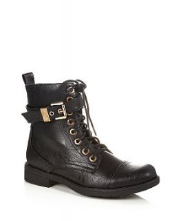 Black Chunky Buckle Shoe Boots