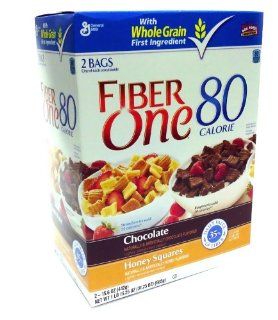 General Mills Fiber One Cereal Twin Pack   Chocolate   Honey Squares  Cold Breakfast Cereals  Grocery & Gourmet Food