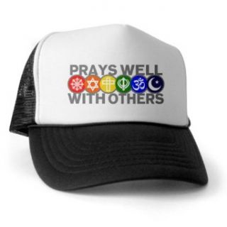 Artsmith, Inc. Trucker Hat (Baseball Cap) Prays Well With Others Hindu Jewish Christian Peace Symbol Sign Clothing