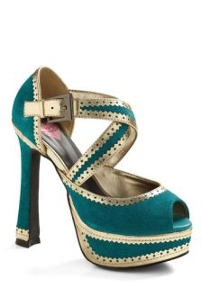 Fairy Teal Romance Heel  Mod Retro Vintage Heels