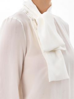 Side buttoned neck tie silk blouse  Saint Laurent  MATCHESFA