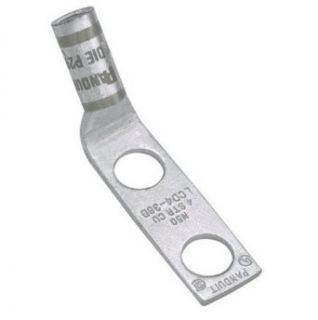 Panduit LCD400 12H 6 Code Conductor Lug, Two Hole, Standard Barrel With Window, 45 Degree Angle, 400kcmil Copper Conductor Size, Blue Color Code, 1/2" Stud Hole Size, 1.75" Stud Hole Spacing, 1 9/16" Wire Strip Length, 0.18" Tongue Thic