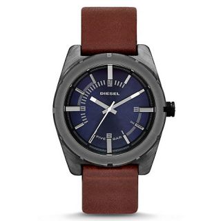 Diesel Mens good company brown leather strap blue dial