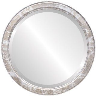 Modern wood Round Beveled Wall Mirror in a ilver Toronto style Champagne Silver Frame 16x16 outside dimensions   Wall Mounted Mirrors