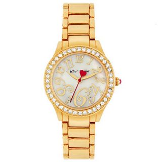 Betsey Johnson Ladies stone set gold tone bracelet watch