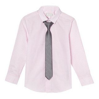 bluezoo Boys pink gingham shirt and tie set