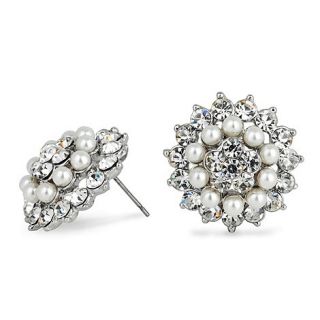 Jon Richard Pearl and crystal surround cluster earring