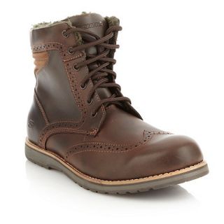 Skechers Brown leather wing tip boots