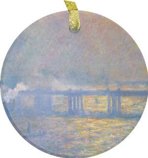 Rikki KnightTM Claude Monet Art Charing Cross BridgeBevelled Glass Ornament   Decorative Hanging Ornaments