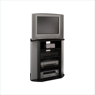 Bush Visions Corner TV Stand in Black with Metal Silver Finish   VS97227A 03