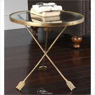 Uttermost Aero Glass Top Accent Table in Antiqued Gold   24275