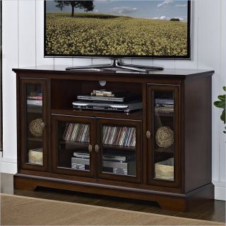 Walker Edison 52" Highboy Style Wood TV Stand in Rustic Brown   W52C32RB
