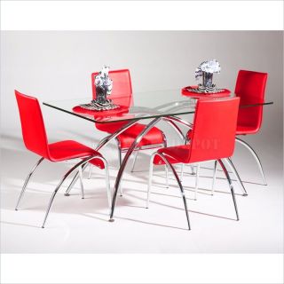 Chintaly Elaine Glass Dining Table in Chrome   ELAINE DT T B KIT