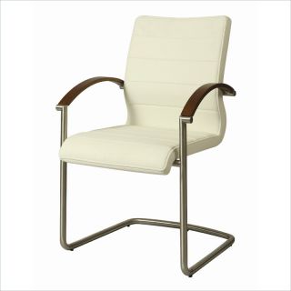 Pastel Furniture Akasha Arm Chair in Ivory/Walnut Veneer   QLAK1172197869