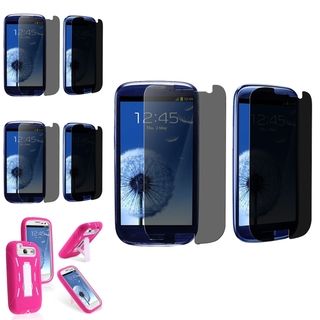 BasAcc Pink Hybrid Case/Privacy Filter Screen Protector Set for Samsung Galaxy S3 BasAcc Cases & Holders