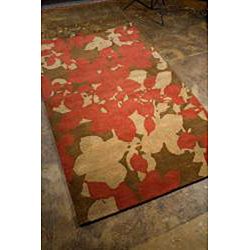 Hand Tufted Red Floral Wool Area Rug (9'6 x 13'6) JRCPL 7x9   10x14 Rugs