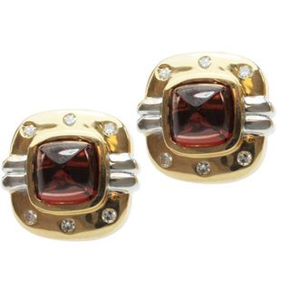 Michael Valitutti 14k Two tone Gold Garnet and Diamond Earrings Michael Valitutti Gemstone Earrings