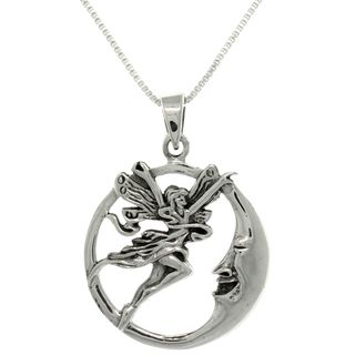 CGC Sterling Silver Fairy and Moon Necklace Carolina Glamour Collection Sterling Silver Necklaces