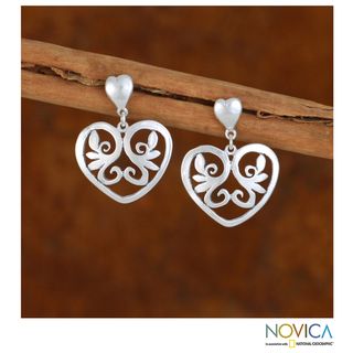 Handcrafted Sterling Silver 'Eternal Love' Earrings (Mexico) Novica Earrings