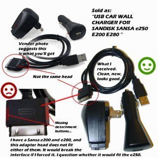 USB CAR WALL CHARGER FOR SANDISK SANSA e250 E200 E280 Computers & Accessories