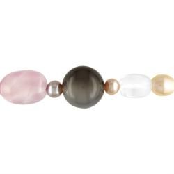 Miadora Agate, Quartz and Freshwater Pink Pearl Stretch Bracelet Miadora Gemstone Bracelets
