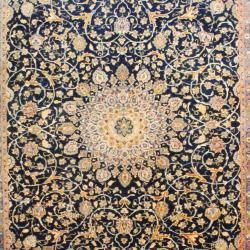 Persian Hand knotted Mashad Navy/ Ivory Wool Rug (9'7 x 12'6) 7x9   10x14 Rugs