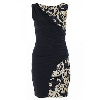 Quiz Black and Gold Sequin Sleeveless Bodycon Dress