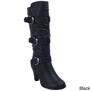 Anna Women's 'NB200 53' Chunky Heel Bands and Buckles Boots Boots