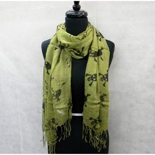 Olive Green Skull And Cross Bones Fashion Scarf Scarves & Wraps