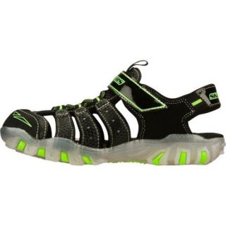 Boys' Skechers Super Hot Lights Street Lightz S Black/Green Skechers Sandals
