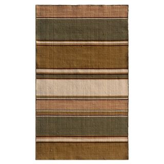 Flat weave Stripe Bronze Green Wool Rug (2'6 x 9') JRCPL Runner Rugs