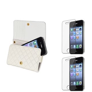 BasAcc Leather Wallet Case/ Screen Protector for Apple iPhone 4S BasAcc Cases & Holders
