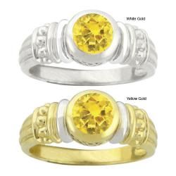 10k Gold Synthetic Golden Topaz Round Ring Gemstone Rings
