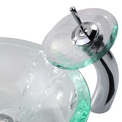 Kraus Clear Glass Sink and Waterfall Faucet Kraus Sink & Faucet Sets