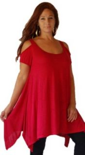 Lotustraders T Shirt Short Sleeve Asym Slub Jersey SML Red F452 Dresses