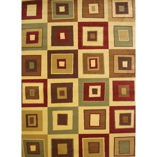 Squared Beige Area Rug (6'6 x 9'5) 7x9   10x14 Rugs